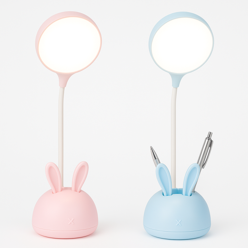 Cute LED Desk Lamp With Pen Holder USB Rechargeable for Kids Study Tables