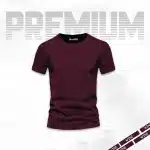Wine Basic Half Sleeves T-Shirt For Men