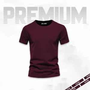 Wine Basic Half Sleeves T-Shirt For Men
