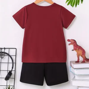 Dinosaur Graphic Printed Summer Short Suit For Kids
