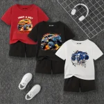 Pack of 3 Monster Truck printed Summer Short Suits For Kids