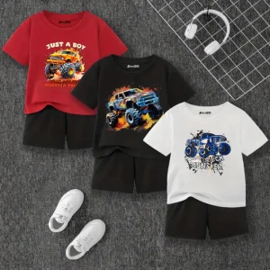 Pack of 3 Monster Truck printed Summer Short Suits For Kids