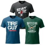 Pack Of 3 Beast Mode Motivation Guy Mens Printed T-Shirts