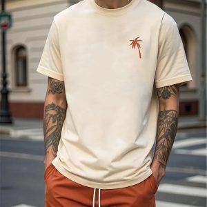 Palm Graphic Printed Casual Summer Short Suit For Men