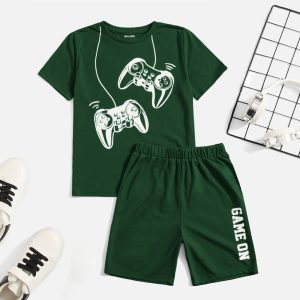 Game On Printed Summer Short Suit For Kids