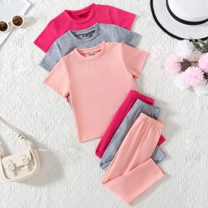Bundle of 3 Premium Basic Summer Short Suits For Girls