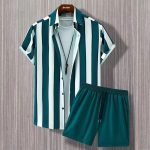 Retro Stripes Summer Casual Summer Short Suit For Men