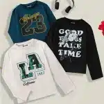 Pack of 3 Chicago Cali Time Printed Long Sleeve T-shirts For Tween Kids