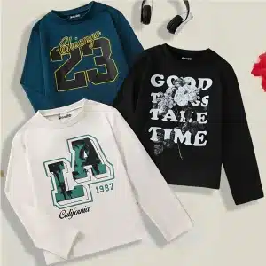 Pack of 3 Chicago Cali Time Printed Long Sleeve T-shirts For Tween Kids