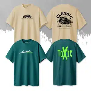 Pack of 2 Classic Edition Oversized Printed T-Shirts for Men
