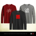Pack of 3 Gratitude Chase Eye Mens Printed Long Sleeves T-Shirts