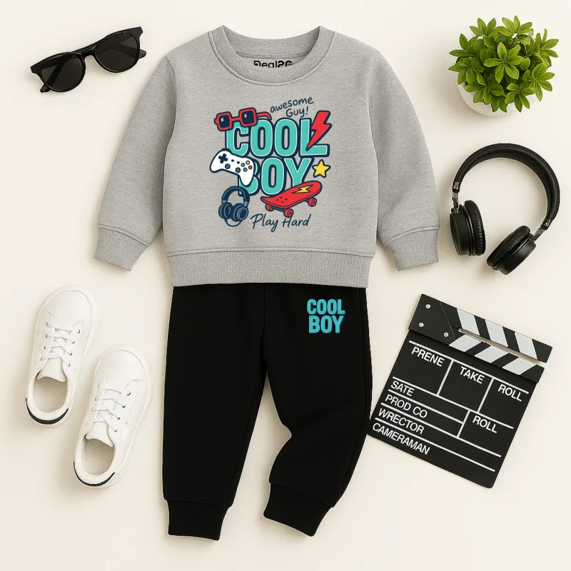 Stylish Cool Boy Printed Sweatshirt Tracksuit for Kids