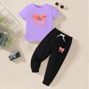 Butterfly Printed Sweatshirt Tracksuit For Girls