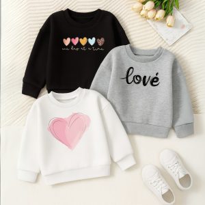 Colorful Love Heart Printed Sweatshirts for Girls