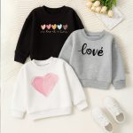 Pack of 3 Colorful Love Heart Printed Sweatshirts for Girls