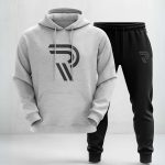 Contrast Letter Printed Hooded Tracksuit for Mens