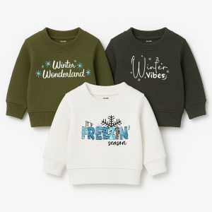 Pack of 3 Winter Vibes Frozen Printed Sweatshirts for Young Kids