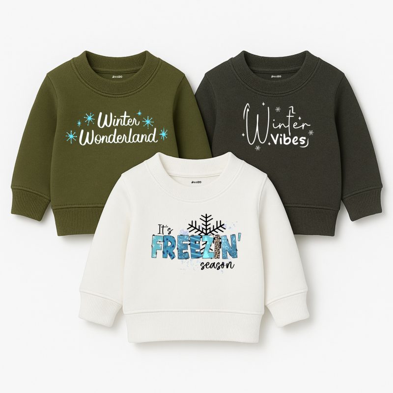 Pack of 3 Winter Vibes Frozen Printed Sweatshirts for Young Kids