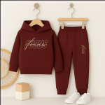 Focus Printed Maroon Hooded Tracksuit for Tween Kids