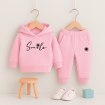 Pink Smile Printed Hooded Tracksuit for Girls