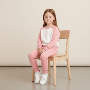 Girls Two-Tone Winter Tracksuit - Pink & White