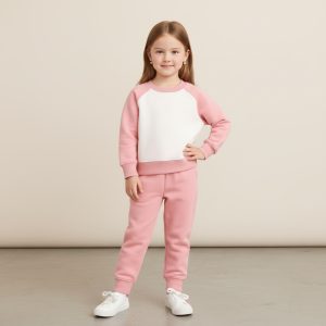 Girls Two-Tone Winter Tracksuit - Pink & White
