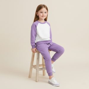 Girls Two-Tone Winter Tracksuit - Purple & White