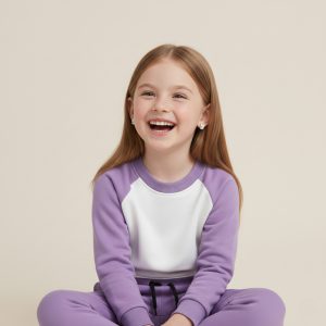 Girls Two-Tone Winter Tracksuit - Purple & White