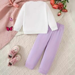 Contrast Happiness Printed Sweatshirt Tracksuit for Girls