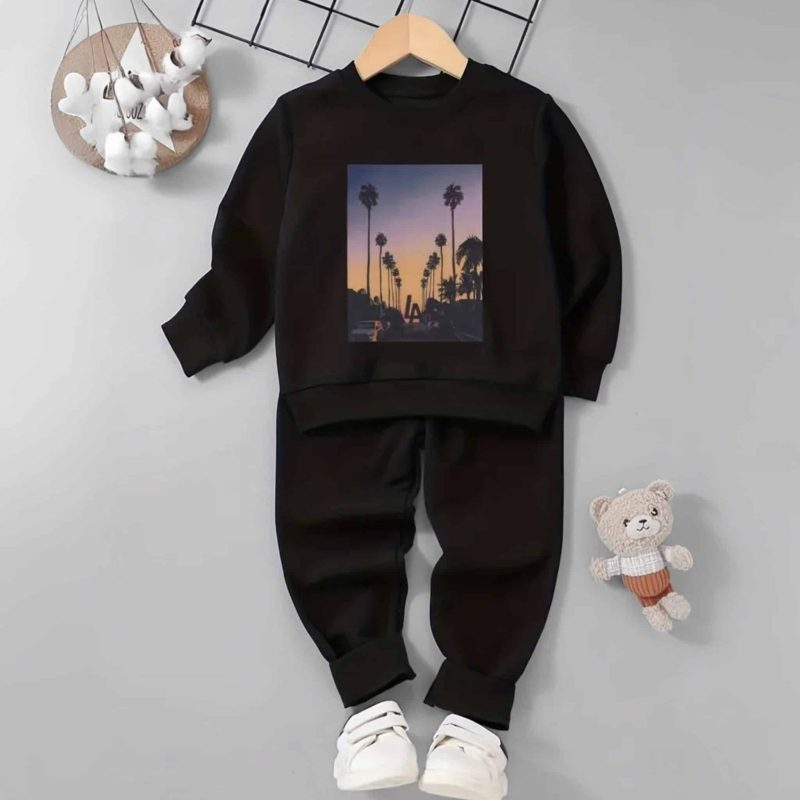 Black Aesthetic Printed Sweatshirt Tracksuit for Kids Black Aesthetic Printed Sweatshirt Tracksuit for Kids