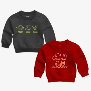 Pack of 2 Choo Choo Train Printed Sweatshirts For Young Kids