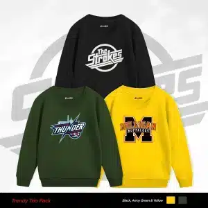Pack of 3 Strokes Thunder Milligan Printed Sweatshirts for Tween Kids