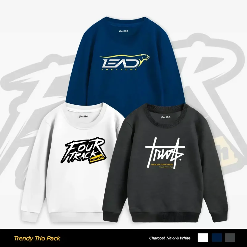 Pack of 3 Lead Four Track Printed Sweatshirts for Tween Kids Pack of 3 Lead Four Track Printed Sweatshirts for Tween Kids