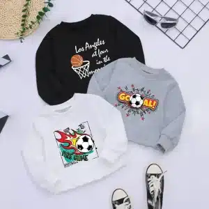 Pack of 3 Fire Game Goal Printed Sweatshirts for Young Kids