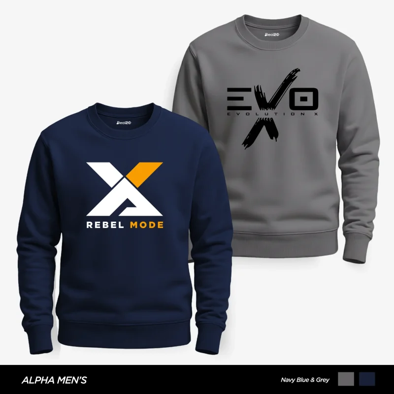 Pack of 2 Rebel Evolution Printed Sweatshirts for Mens
