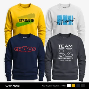 Pack of 4 Strength Team Art Printed Sweatshirts for Mens