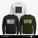 Pack of 3 Look Out The Rules Printed Sweatshirts for Mens