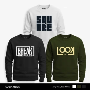 Pack of 3 Look Out The Rules Printed Sweatshirts for Mens