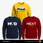 Pack of 3 Proud Mad Next Printed Sweatshirts for Mens