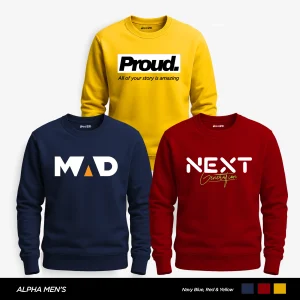 Pack of 3 Proud Mad Next Printed Sweatshirts for Mens
