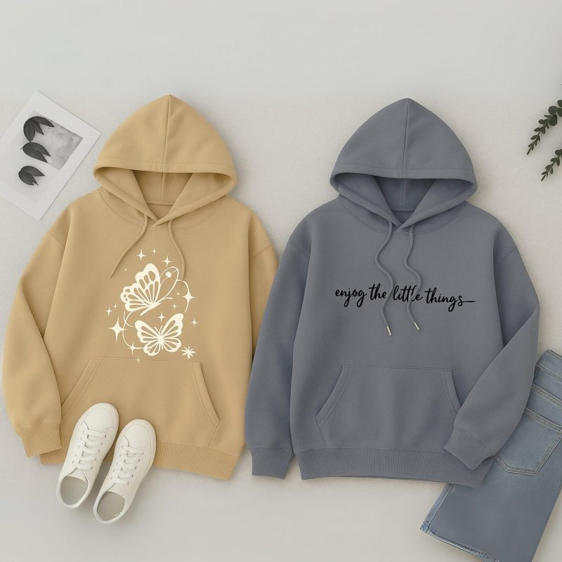 Pack of 2 Enjoy Little Things Printed Hoodies for Women Pack of 2 Enjoy Little Things Printed Hoodies for Women