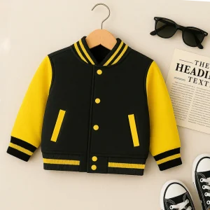 Blaze Strike – Black & Yellow Varsity Jacket for Kids