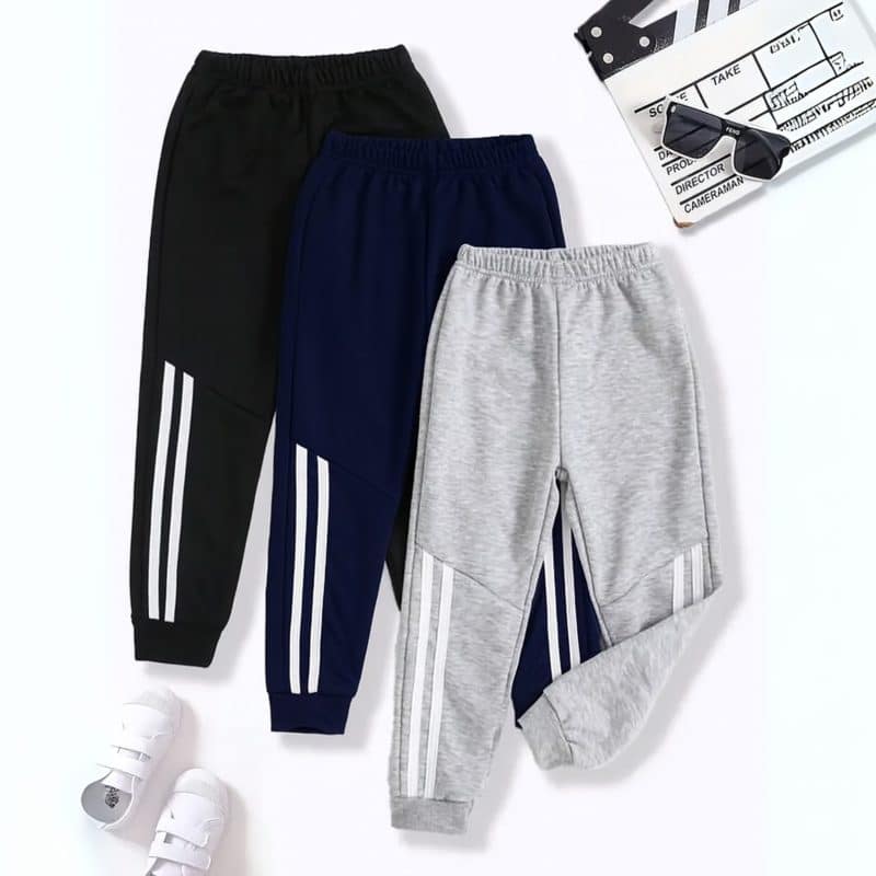 Bundle of 3 Sporty Stripe Fleece Sweatpants For Kids