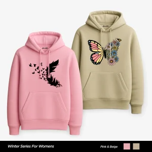 Pack of 2 Abstract Wings Printed Hoodies for Women