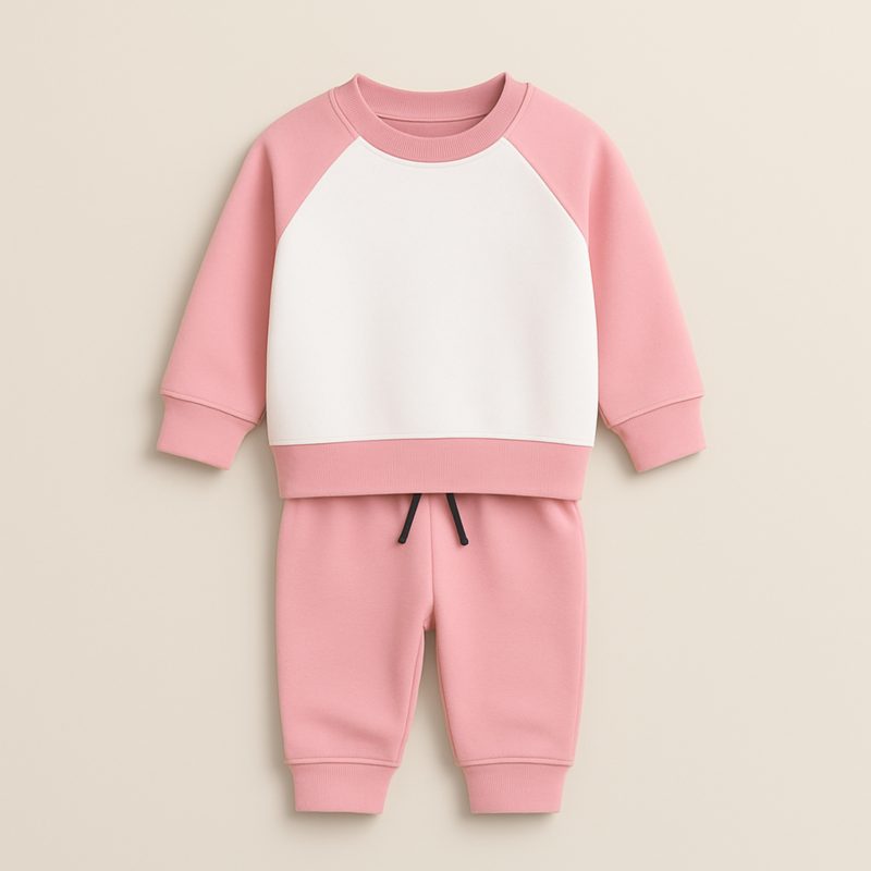 Snow Blossom Pink & White Sweatshirt Tracksuit for Girls