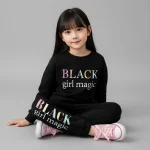 Black Girl Magic Printed Sweatshirt Tracksuit for Girls