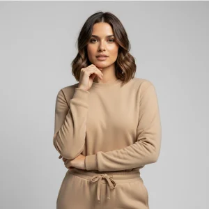Taupe Cozy Winter Sweatshirt Set for Women