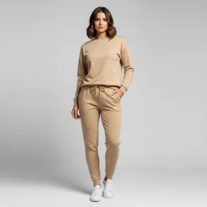 Taupe Cozy Winter Sweatshirt Set for Women