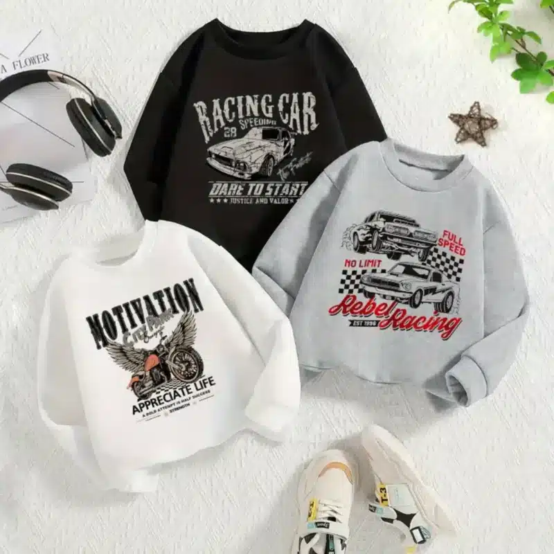 Motivation, Racing Car, Graphic Print, Sweatshirts For Kids