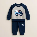 Navy Blue Mixer Printed Raglan Tracksuit for Young Kids